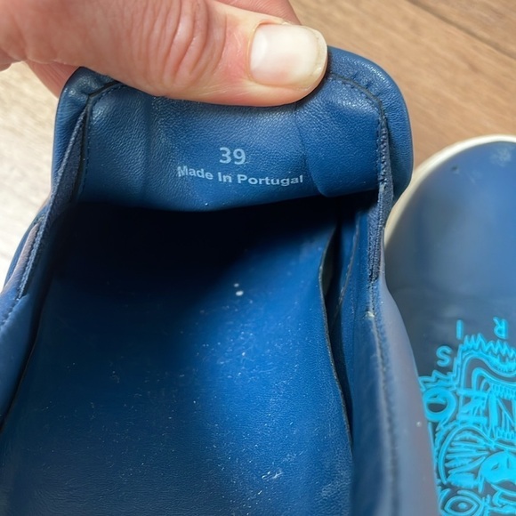 KENZO Tiger platform slip-ons blue marine light Blue leather sneaker sz 8.5 (39) - Picture 11 of 13